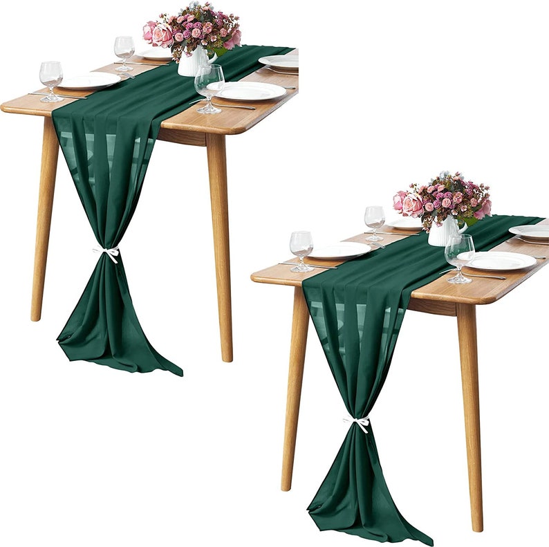 Chiffon Table Runner 2 Pack Elegant Sheer Table Runner 29"X10ft Long Rustic Table Runners for Wedding Bridal Shower Table
