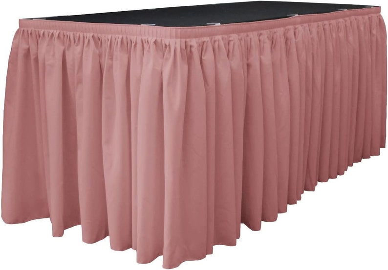 14-Foot by 29-Inch - Poplin Table Skirt for Rectangle Tables, Pleat Fabric for Wedding Banquet Trade Show, 14-Foot by 29-Inch Dusty Rose