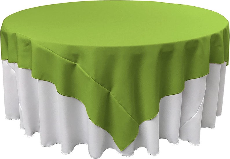 90" X 90" - Overlay Polyester Poplin Washable Square Tablecloth, Stain and Wrinkle Resistant Table Cover Dinning, Kitchen, Party, Holiday