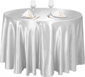 SILVER - Round Satin Tablecloth Overlay Table Cover Smooth Table Decor Tablecloth for Holiday Dinner Wedding Banquet Table Decoration