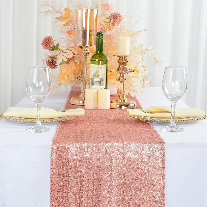 4 Pack -- ROSEGOLD - Sequin Table Runner Baby Shower Table Runner for Parties Wedding Table Runner Bridal Shower Birthday Event Table Decor