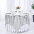 Square Overlay Sequin Tablecloth - SILVER - Glitter Tablecloth for Bridal Shower Decorations, Birthday, Wedding, Dessert, Banquet