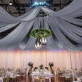 Backdrop Chiffon Curtains 20' x 30' Ft - GRAY - 6 Panels Chiffon Backdrop Curtain Sheer Curtains Wedding Arch Draping Fabric for Party