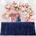 SWEETHEART - NAVY - 14ft Sequin Table Skirt for Round/Rectangle/Square Table for Birthday Party Wedding Christmas Event Party Decor