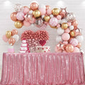 SWEETHEART - PINK - 14ft Sequin Table Skirt for Round/Rectangle/Square Table for Birthday Party Wedding Christmas Event Party Decor