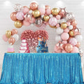 SWEETHEART - TURQUOISE - 14ft Sequin Table Skirt for Round/Rectangle/Square Table for Birthday Party Wedding Christmas Event Party Decor