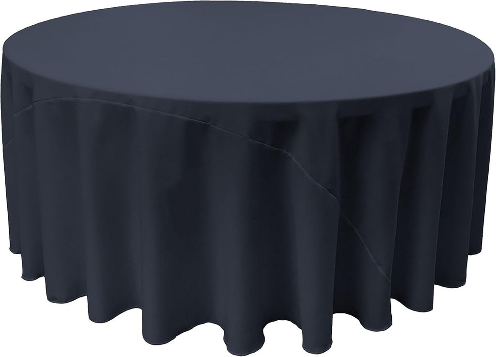 NAVY - Polyester Poplin Washable Round Tablecloth, Stain Wrinkle Resistant Table Cover 120", Fabric Table Cloth Dinning, Kitchen, Party