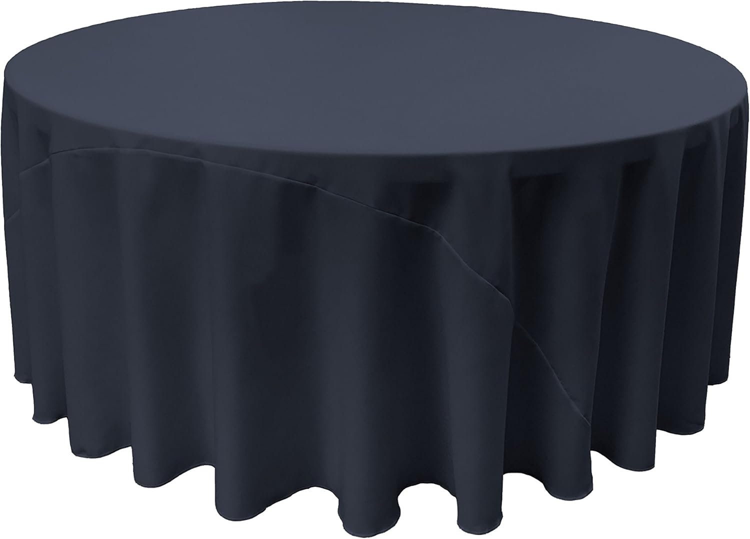 NAVY - Polyester Poplin Washable Round Tablecloth, Stain Wrinkle Resistant Table Cover 120", Fabric Table Cloth Dinning, Kitchen, Party