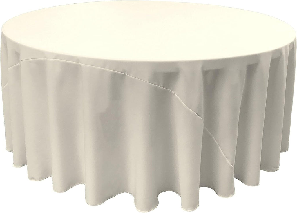 IVORY - Polyester Poplin Washable Round Tablecloth, Stain Wrinkle Resistant Table Cover 132", Fabric Table Cloth Dinning, Kitchen, Party