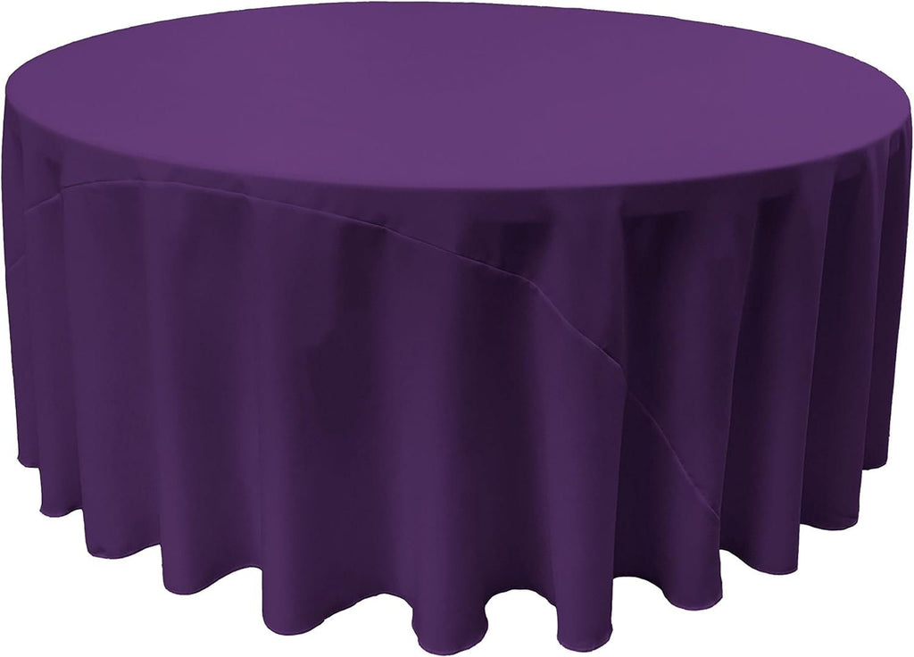 PURPLE - Polyester Poplin Washable Round Tablecloth, Stain Wrinkle Resistant Table Cover 120", Fabric Table Cloth Dinning, Kitchen, Party