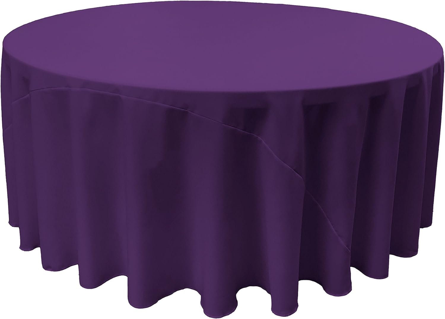 PURPLE - Polyester Poplin Washable Round Tablecloth, Stain Wrinkle Resistant Table Cover 120", Fabric Table Cloth Dinning, Kitchen, Party