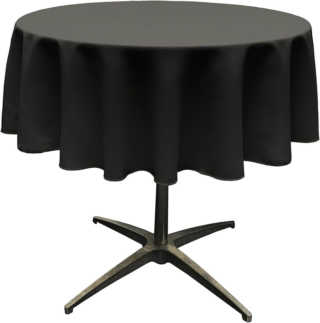 BLACK - Polyester Poplin Washable Round Tablecloth, Wrinkle Resistant Table Cover Fabric Table Cloth for Dinning, Kitchen, Party, Holiday