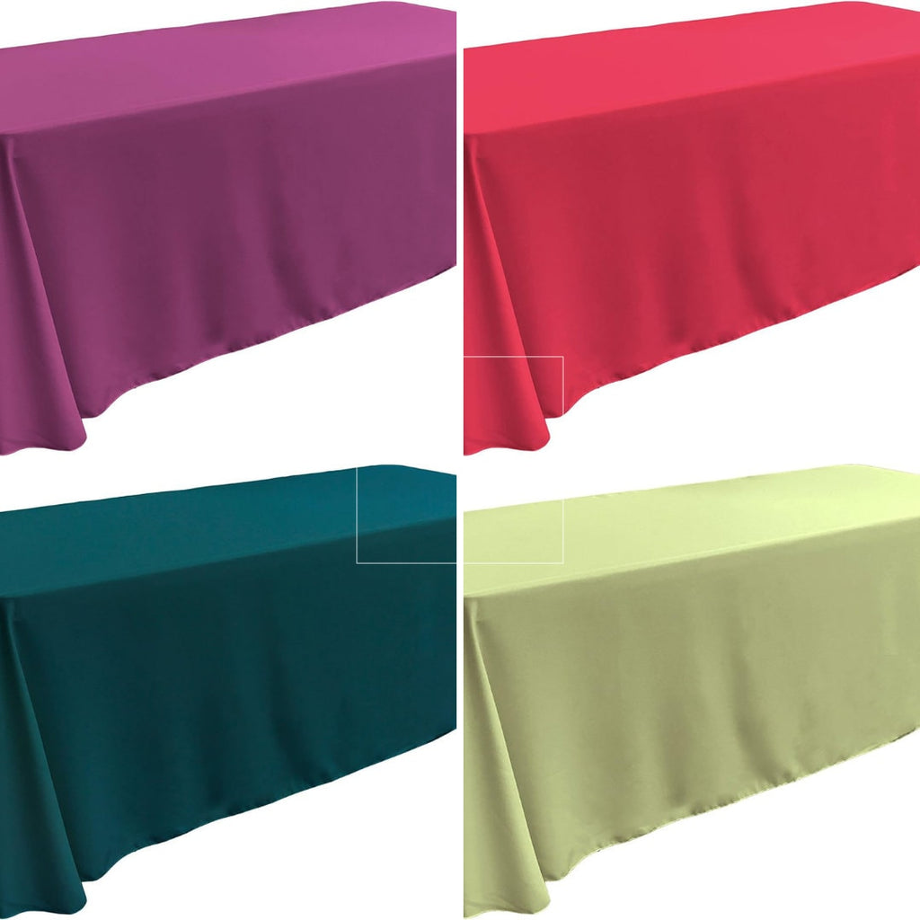 108" x 132" Polyester Poplin Washable Rectangular Tablecloth, Table Cover Fabric Cloth for Dinning, Kitchen, Party. 27 Colors Available