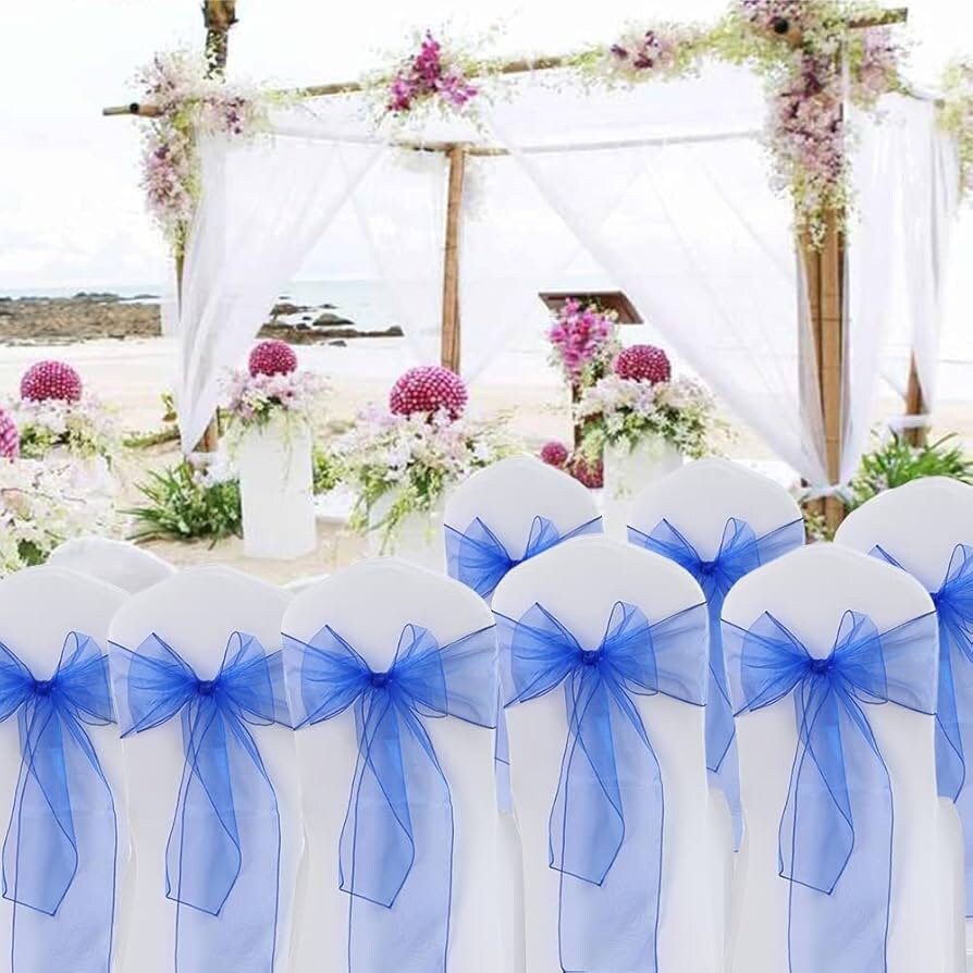 HUNTER - Chair Sashes Bows for Wedding Reception Event Banquets Chair Decoration, Dinning Chair Cover Sash Ribbon Tie Back Party Supplies