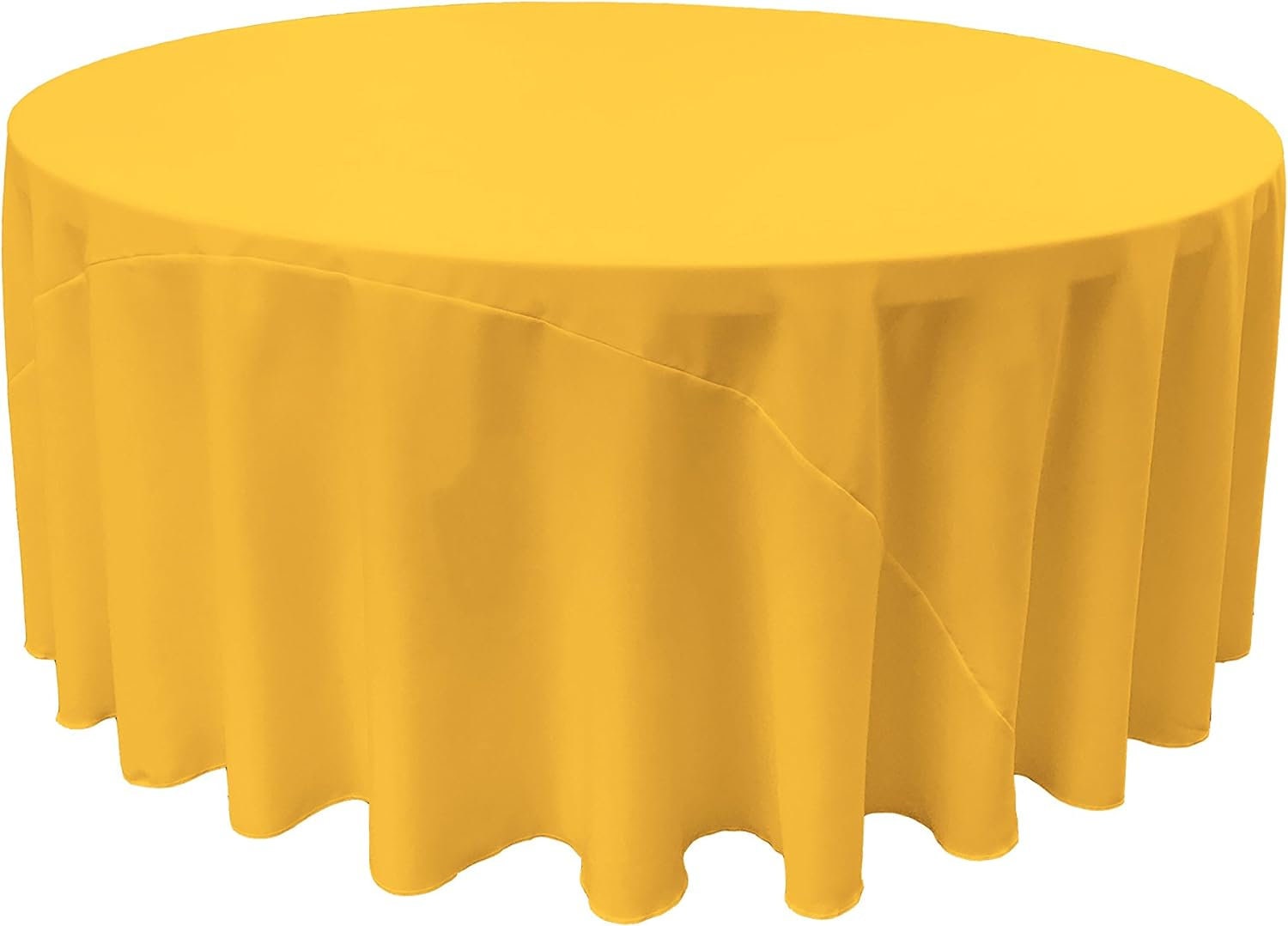 DK YELLOW - Polyester Poplin Washable Round Tablecloth, Stain Wrinkle Resistant Table Cover 120", Fabric Table Cloth Dinning, Kitchen, Party