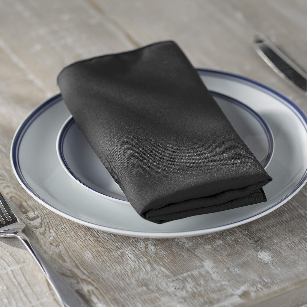 BLACK - Poly Poplin Napkin - 18" X 18" - Cloth Napkins, Washable Reusable Napkins, Wrinkle Resistance Napkins for Dinner, Wedding, Parties