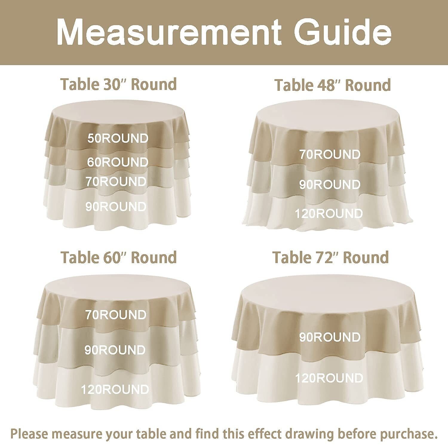 GRAY - Polyester Poplin Washable Round Tablecloth, Stain Wrinkle Resistant Table Cover 120", Fabric Table Cloth Dinning, Kitchen, Party