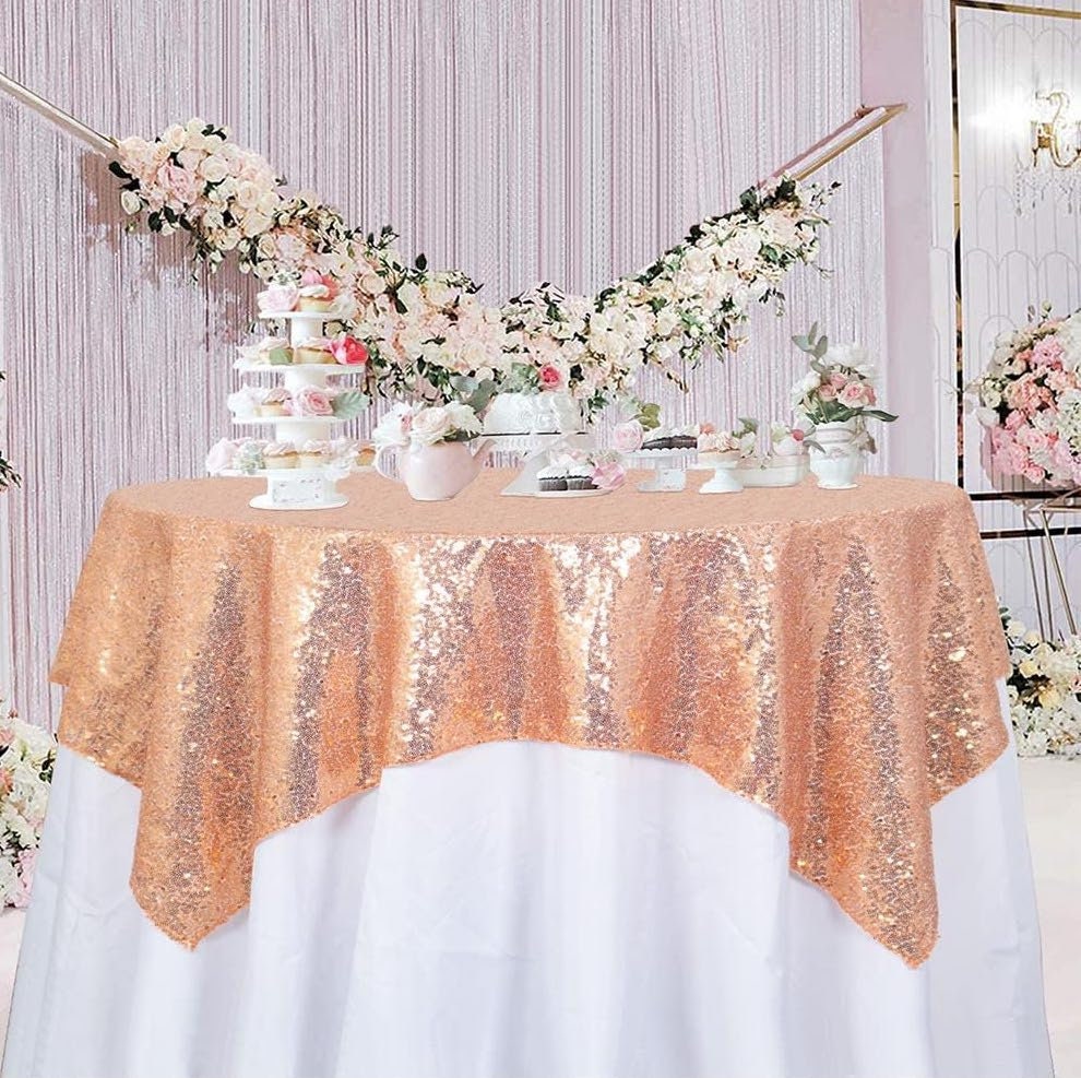 SEQUIN - Sequin Tablecloth - Sequin Overlay Glitter Table Cover Dinning Table Linen for Party Event Decoration Birthday. 13 Colors Available