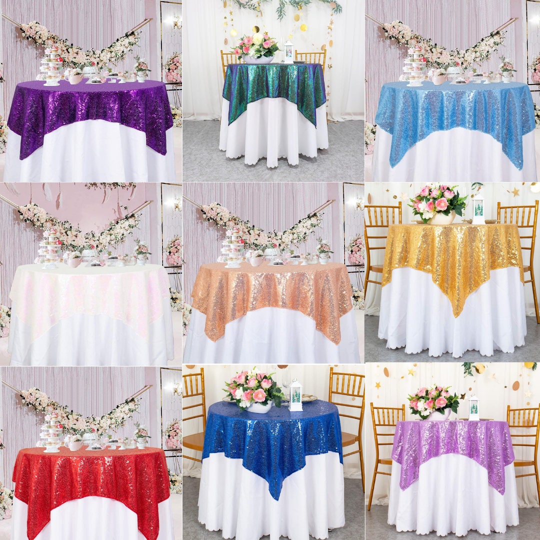 SEQUIN - Sequin Tablecloth - Sequin Overlay Glitter Table Cover Dinning Table Linen for Party Event Decoration Birthday. 13 Colors Available