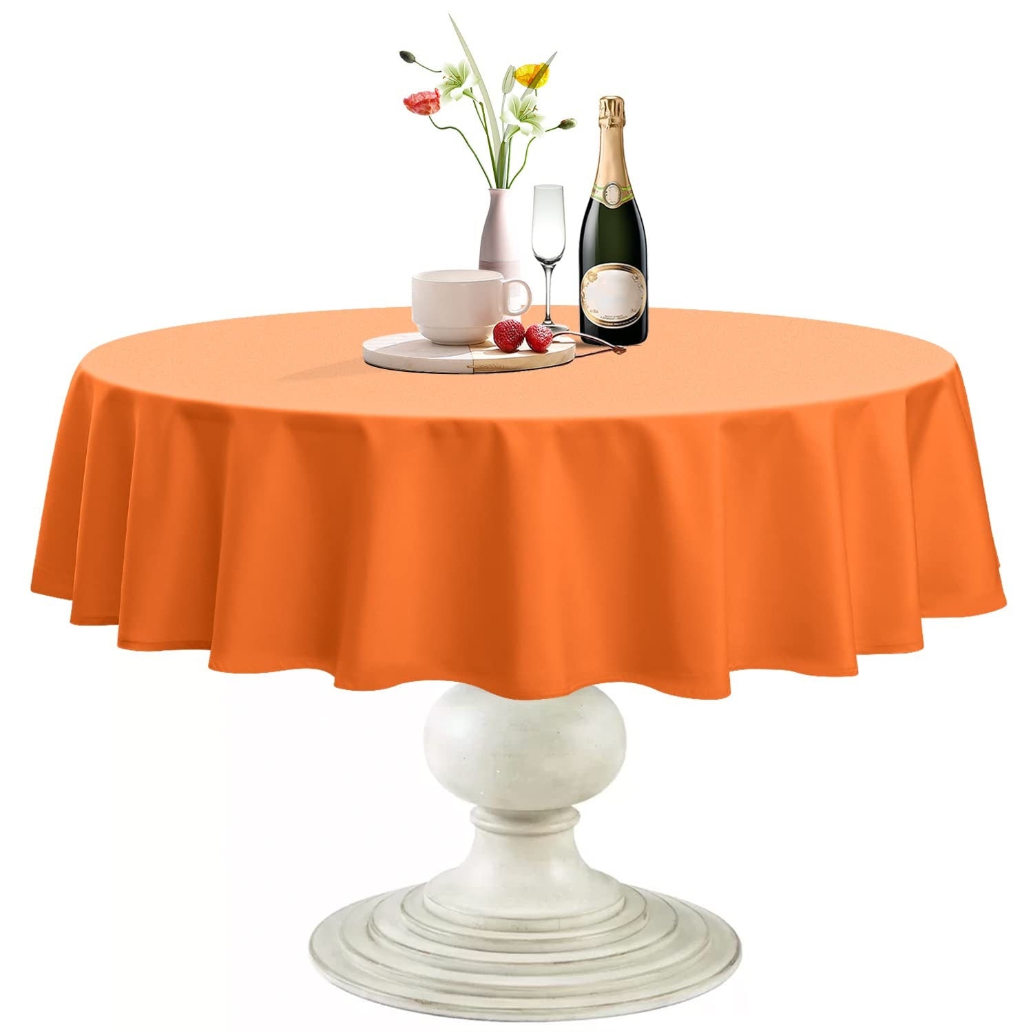 RED - Polyester Poplin Washable Round Tablecloth, Wrinkle Resistant Table Cover Fabric Table Cloth for Dinning, Kitchen, Party, Holiday