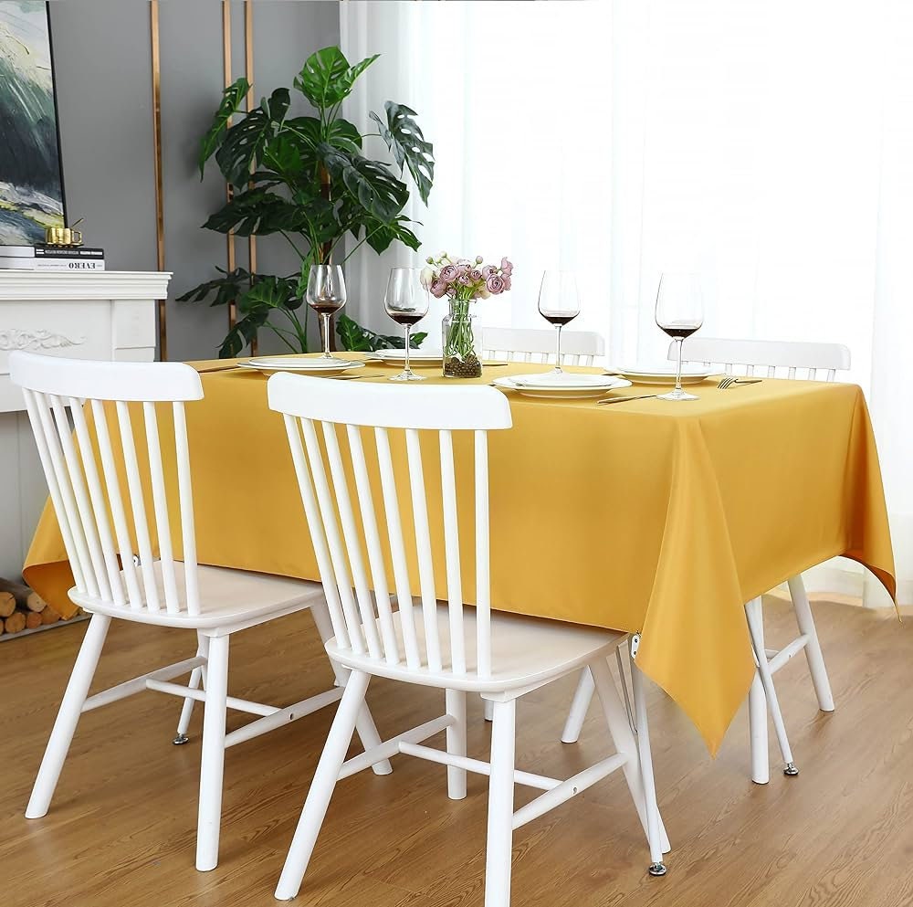 BLACK - Polyester Poplin Washable Rectangular Tablecloth, Stain Wrinkle Resistant Table Cover Fabric Table Cloth for Dinning, Kitchen, Party