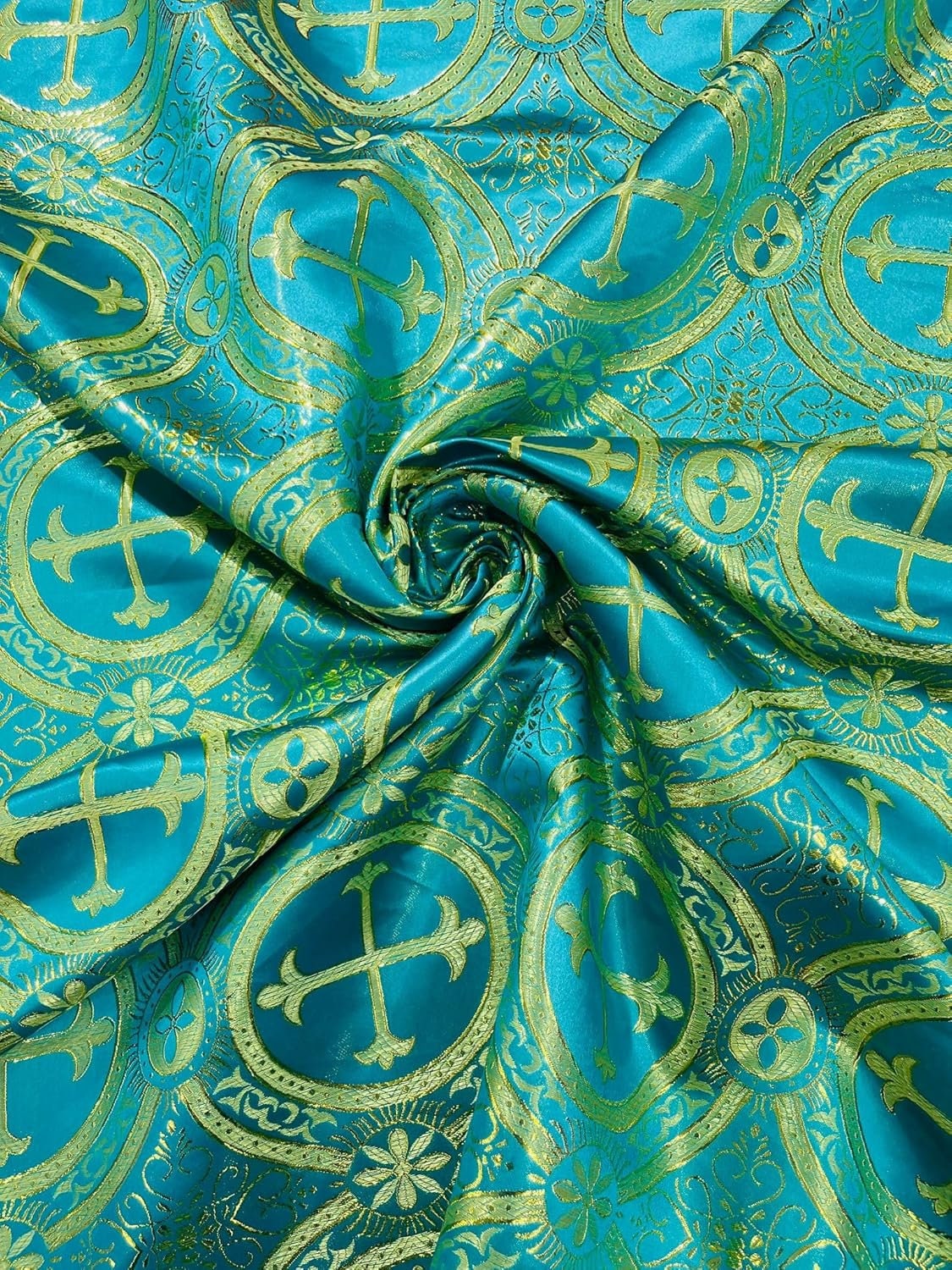 METALLIC CROSS  Brocade Jacquard Satin/Religious Brocade/58 Inches Wide/Liturgical Fabric/Church/Vestment Fabric By Yard. Choose Color Below