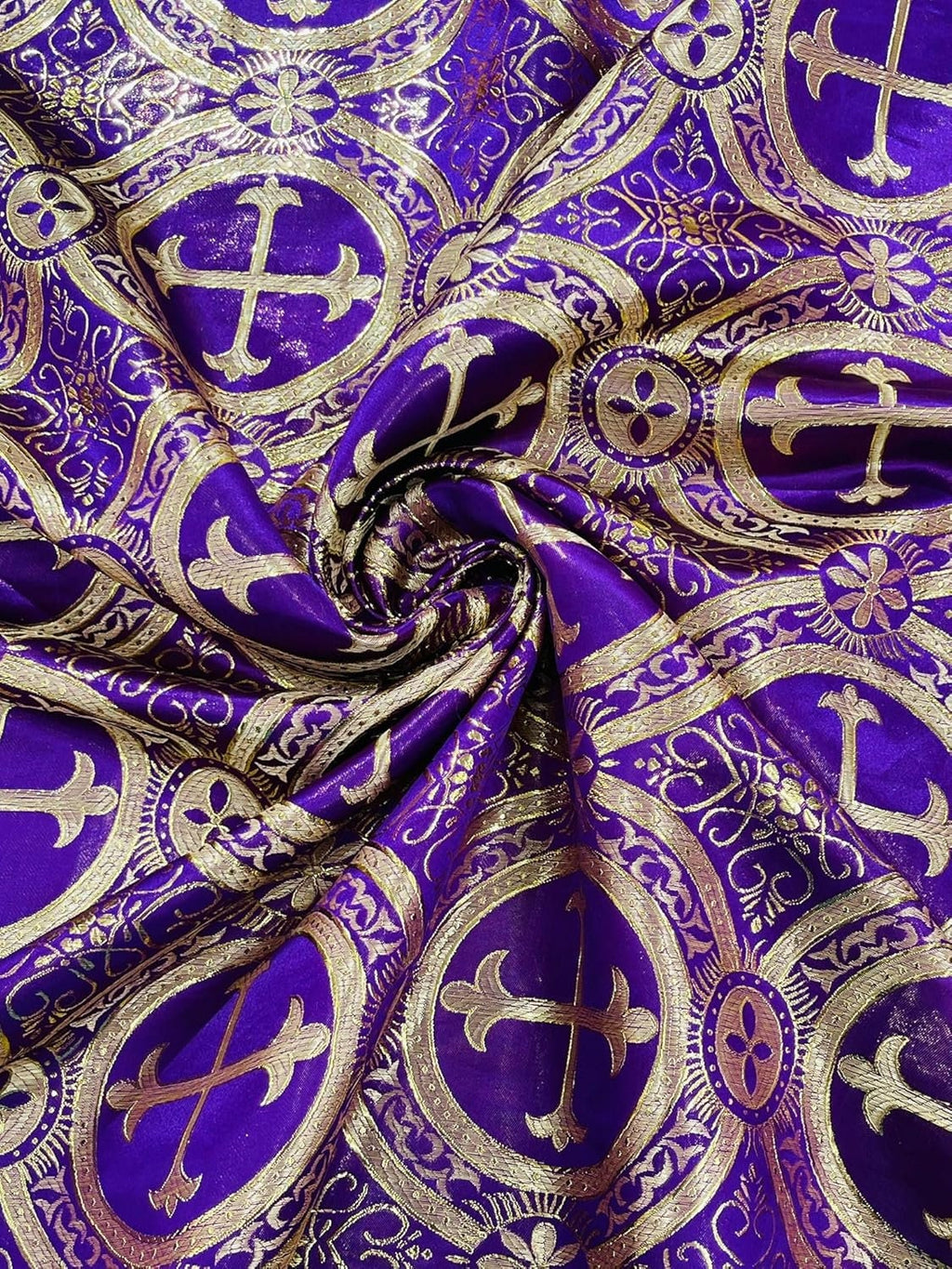 METALLIC CROSS  Brocade Jacquard Satin/Religious Brocade/58 Inches Wide/Liturgical Fabric/Church/Vestment Fabric By Yard. Choose Color Below