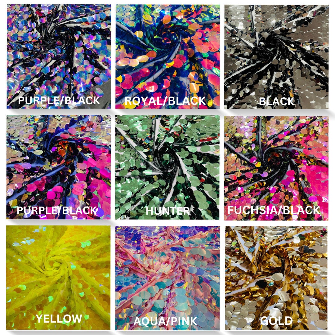 JUMBO - Sequins Oval Sequin Paillette/Tear Drop Mermaid Big Sequins Fabric Mesh By The Yard. Choose Color Below