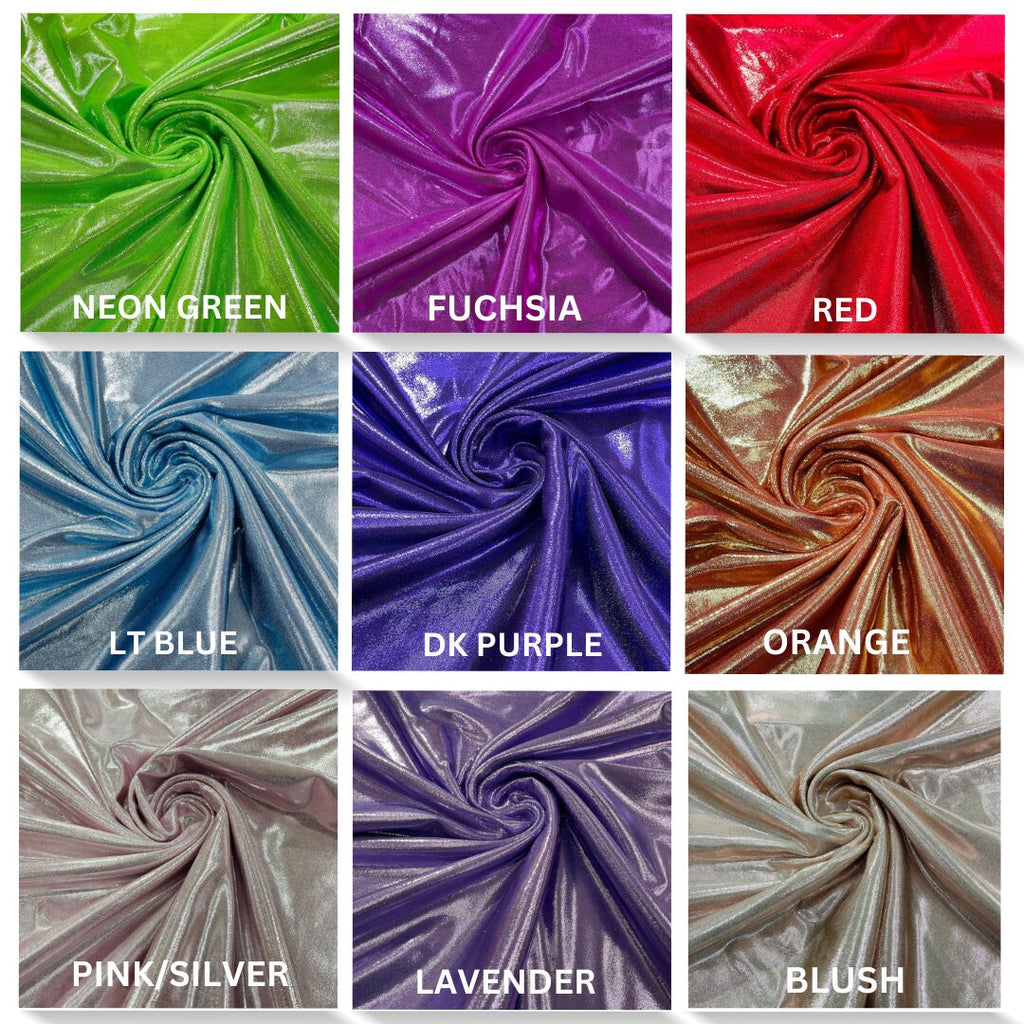 Foggy Foil All Over Foil Metallic Nylon Spandex 4 Way Stretch By Yard. Choose Color Below