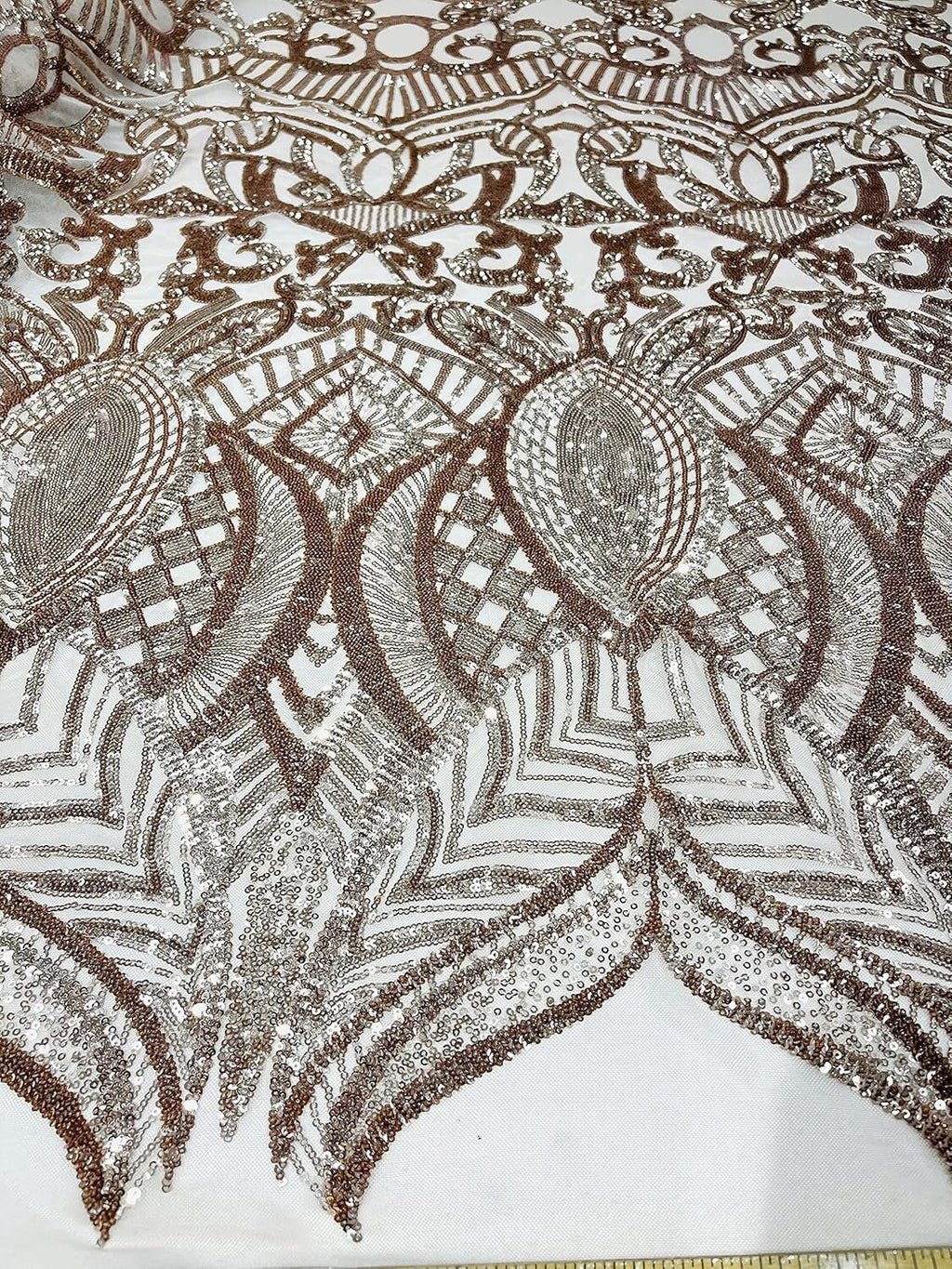 MERMAID - Shiny Sequin Design 4 Way Stretch Mesh Fabric. Sold By The Yard. Choose Color Below