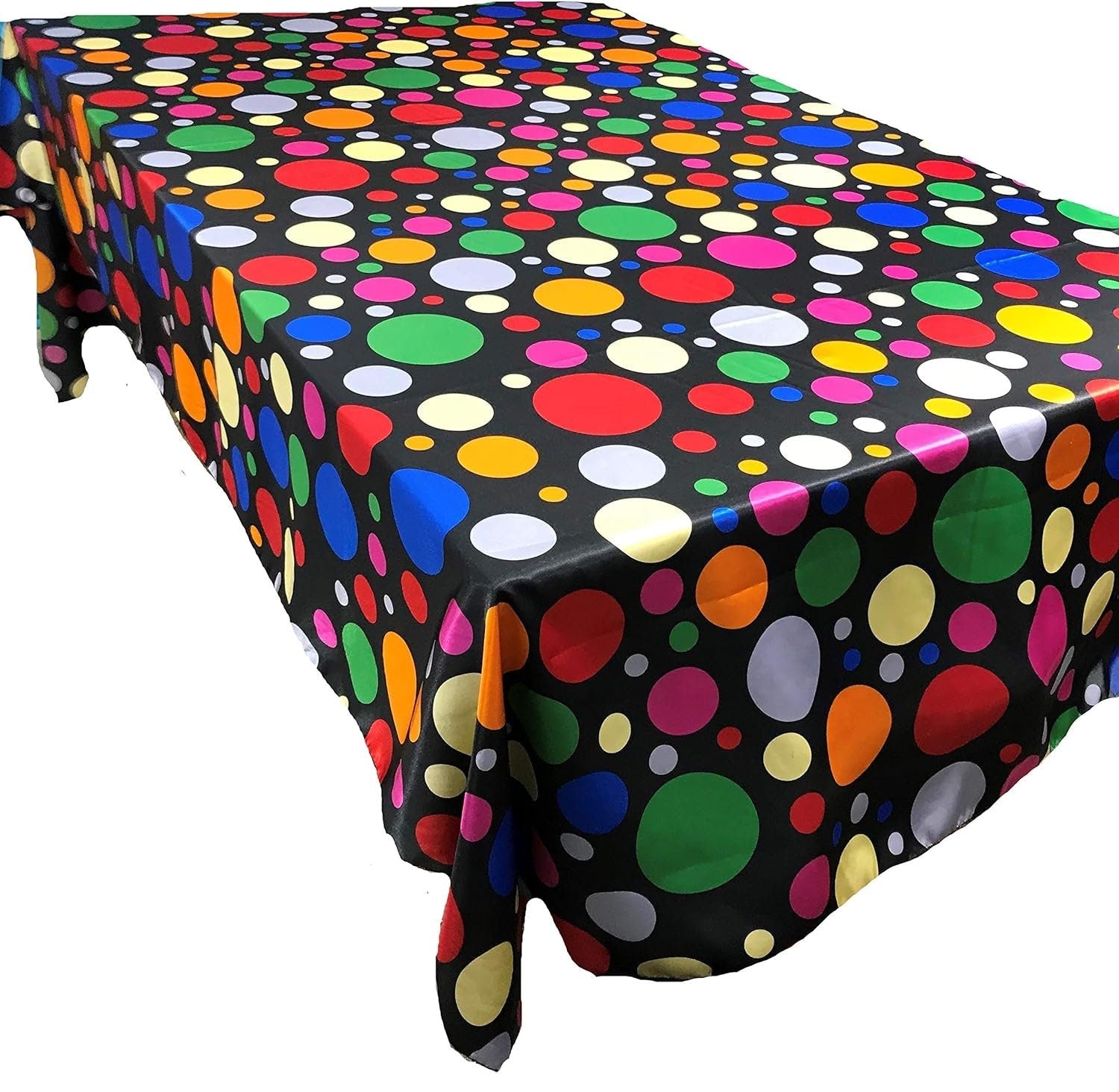 SOCAL PARTY DECOR - Birthday Tablecloth Multi Color Polka Dot Satin Tablecloth  Table Cover Fabric Table Cloth for Dinning, Kitchen, Party