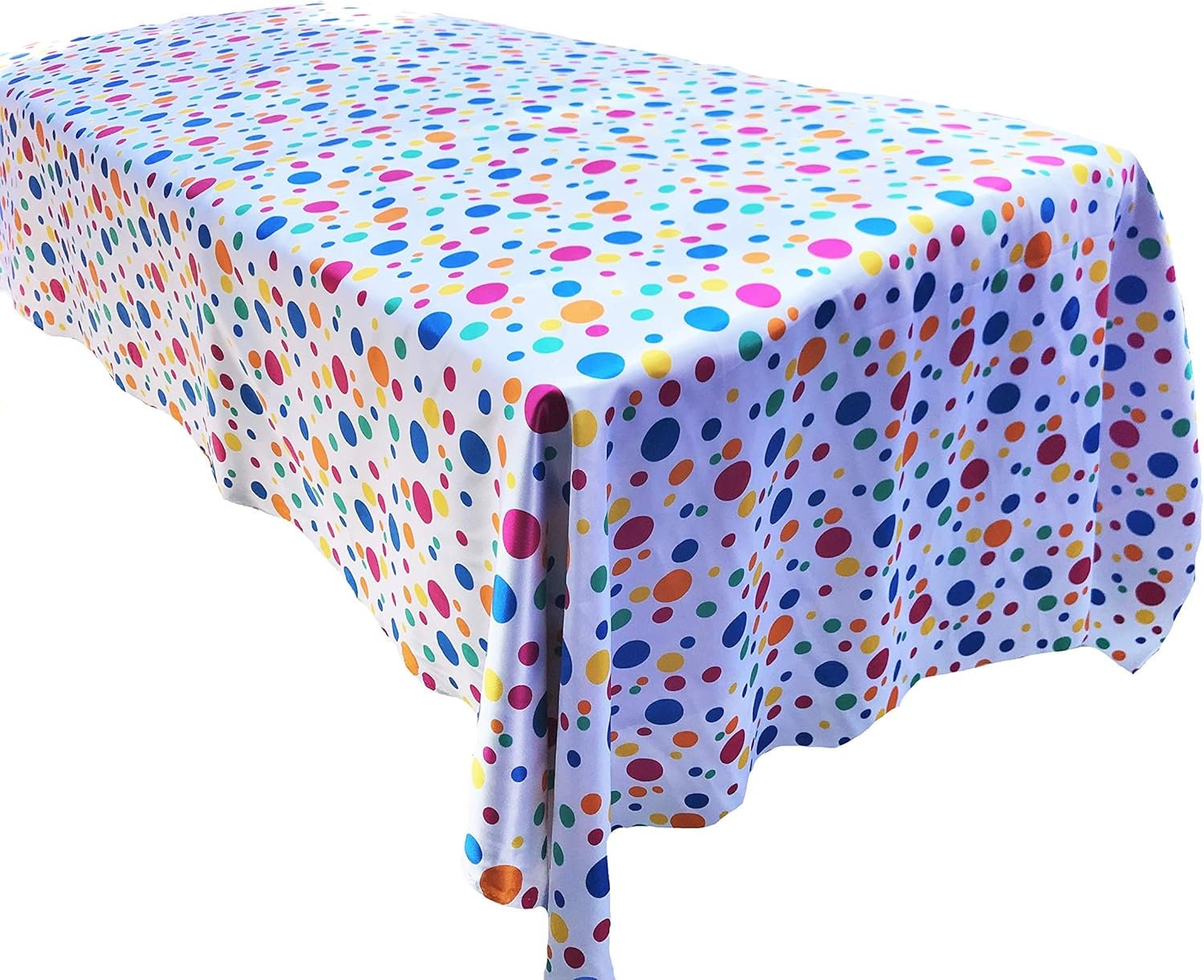 SOCAL PARTY DECOR - Birthday Tablecloth Multi Color Polka Dot Satin Tablecloth  Table Cover Fabric Table Cloth for Dinning, Kitchen, Party