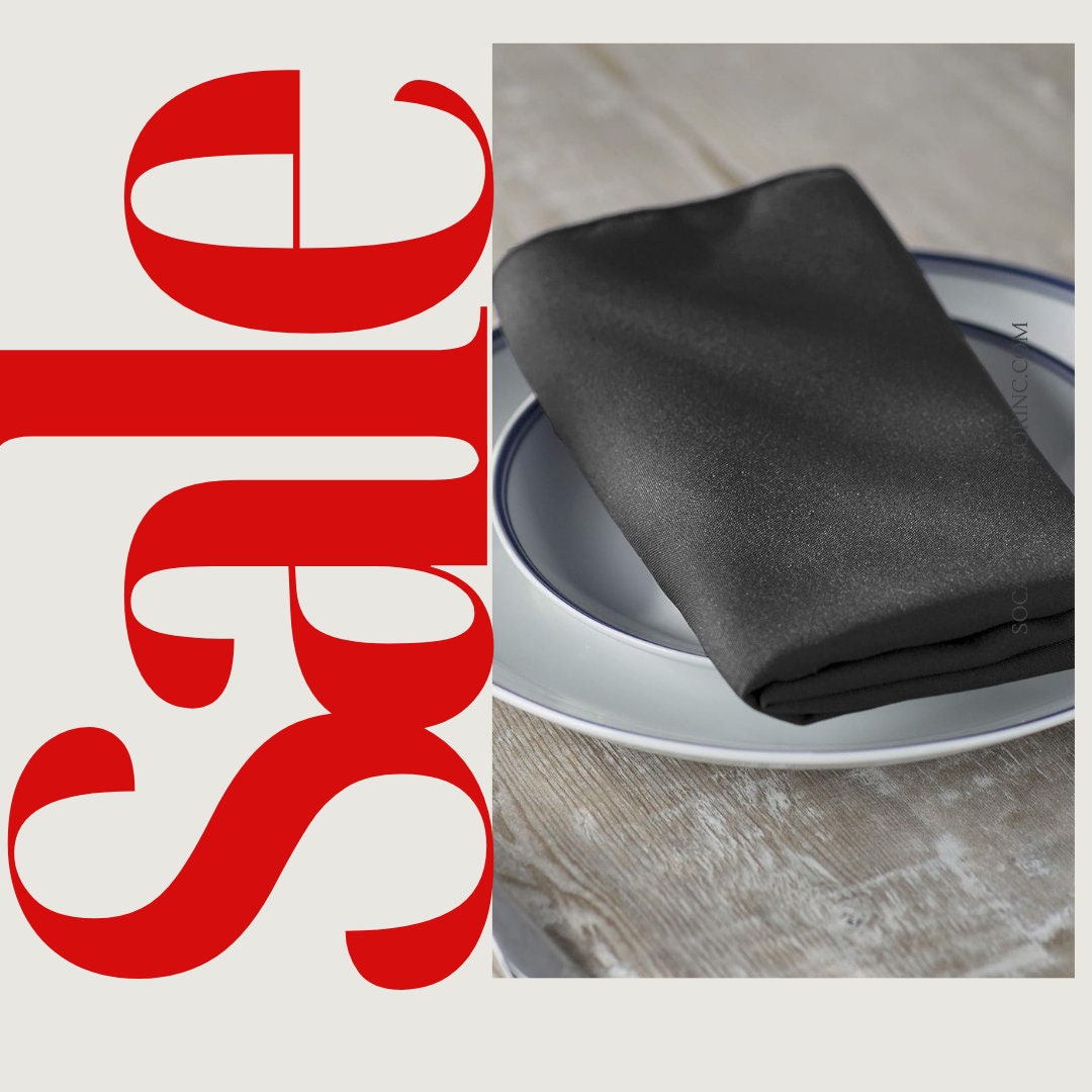 BLACK - Poly Poplin Napkin - 18" X 18" - Cloth Napkins, Washable Reusable Napkins, Wrinkle Resistance Napkins for Dinner, Wedding, Parties