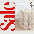 CHAMPAGNE - Round Tablecloth Table Cloth Satin Rosette Tablecloth - 3D Floral Table Cloth for Wedding Baby Shower Birthday Tea Party Dessert