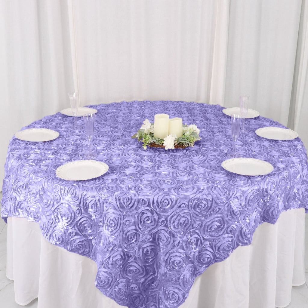 LILAC - 3D Rosette Square Tablecloth Overlay- Square Tablecloth Cover for Wedding Party Event Banquet. Choose Size Below
