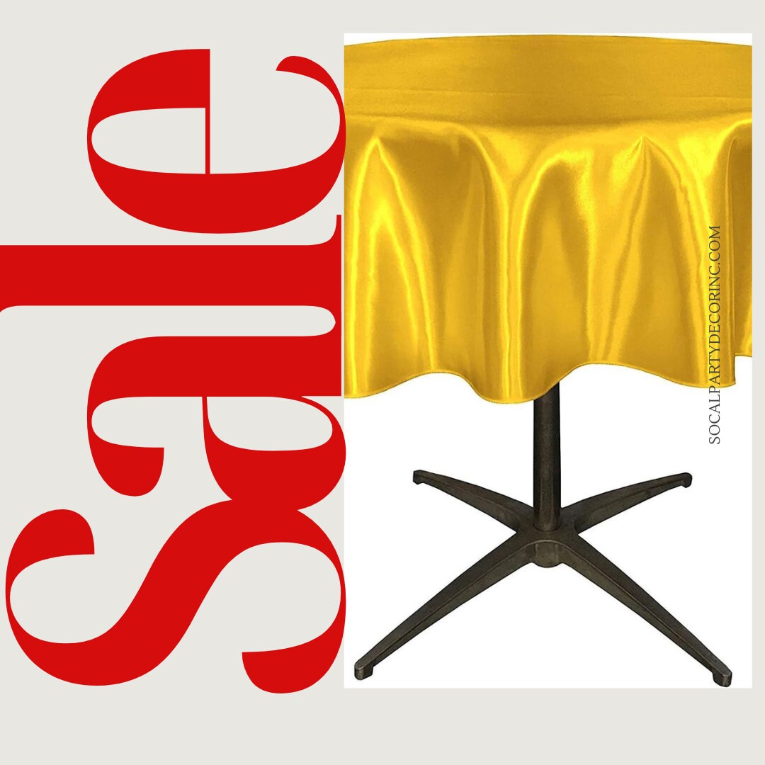 YELLOW - Bridal Satin Table Overlay, for Small Coffee Table -  Table Cover Fabric Table Cloth for Dinning, Kitchen, Party,Holiday