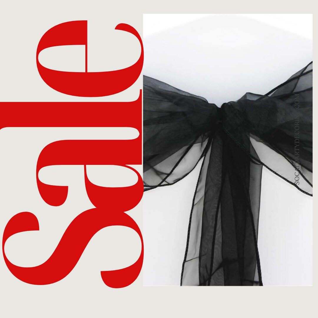 BLACK - Chair Sashes Bows for Wedding Reception Event Banquets Chair Decoration, Dinning Chair Cover Sash Ribbon Tie Back Party Supplies