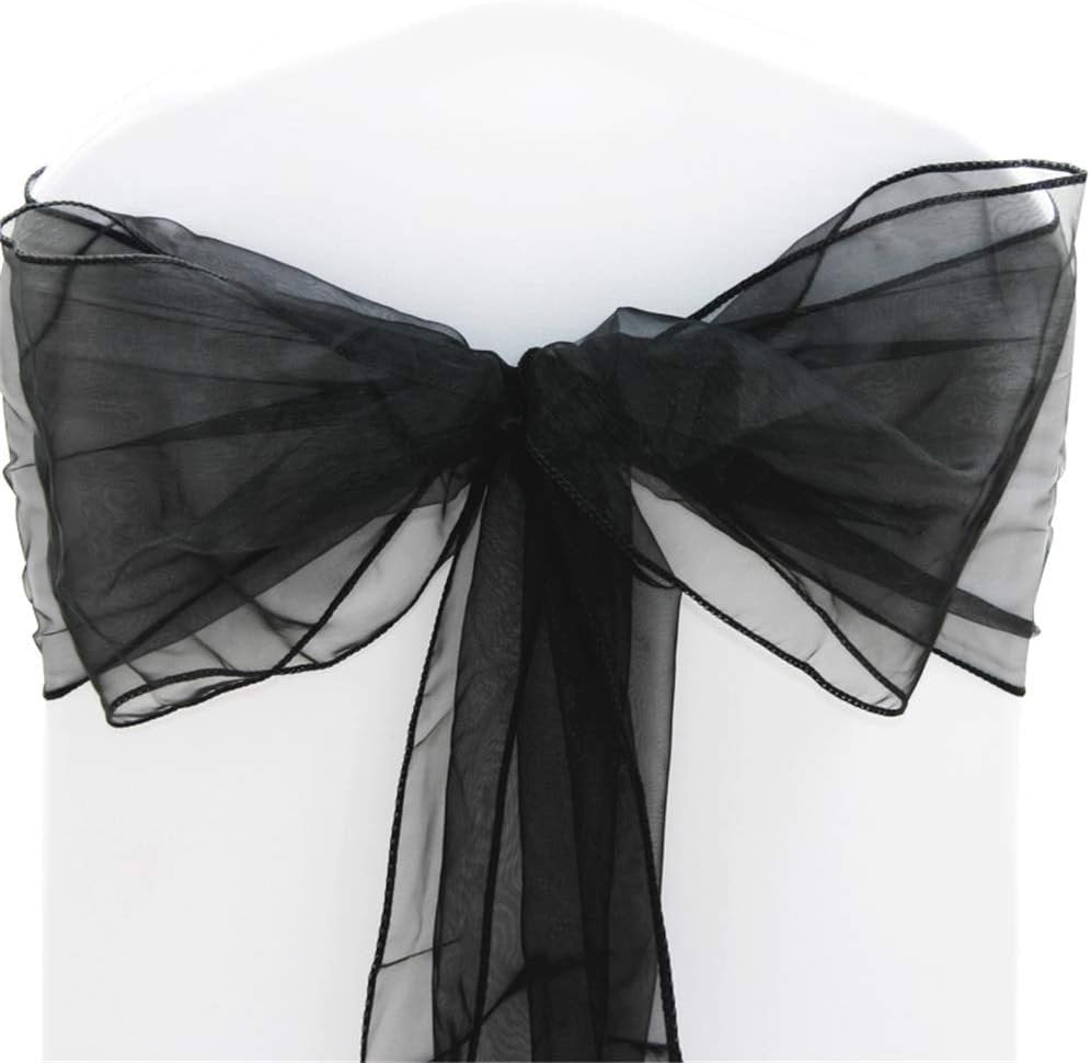 BLACK - Chair Sashes Bows for Wedding Reception Event Banquets Chair Decoration, Dinning Chair Cover Sash Ribbon Tie Back Party Supplies