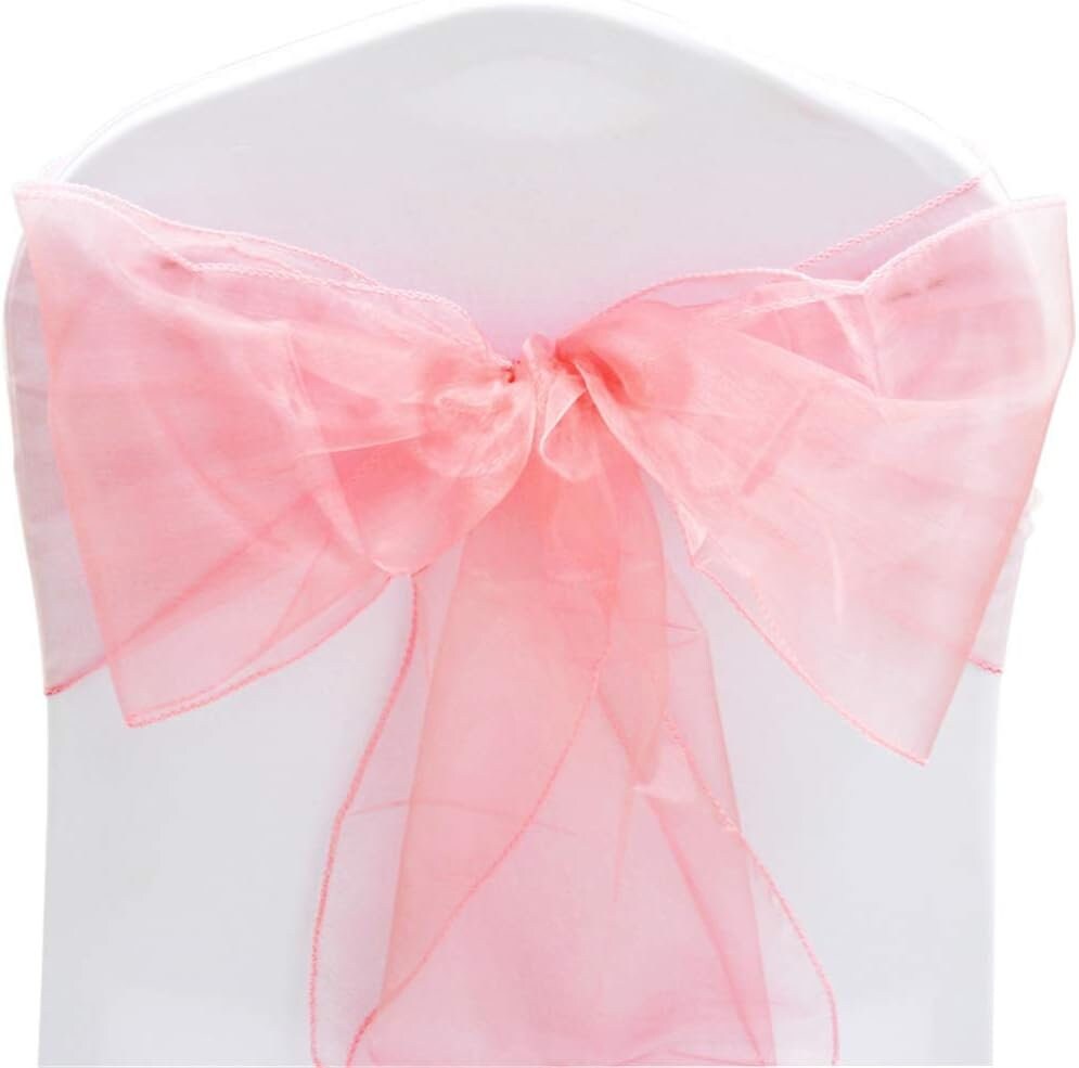 CORAL - Chair Sashes Bows for Wedding Reception Event Banquets Chair Decoration, Dinning Chair Cover Sash Ribbon Tie Back Party Supplies