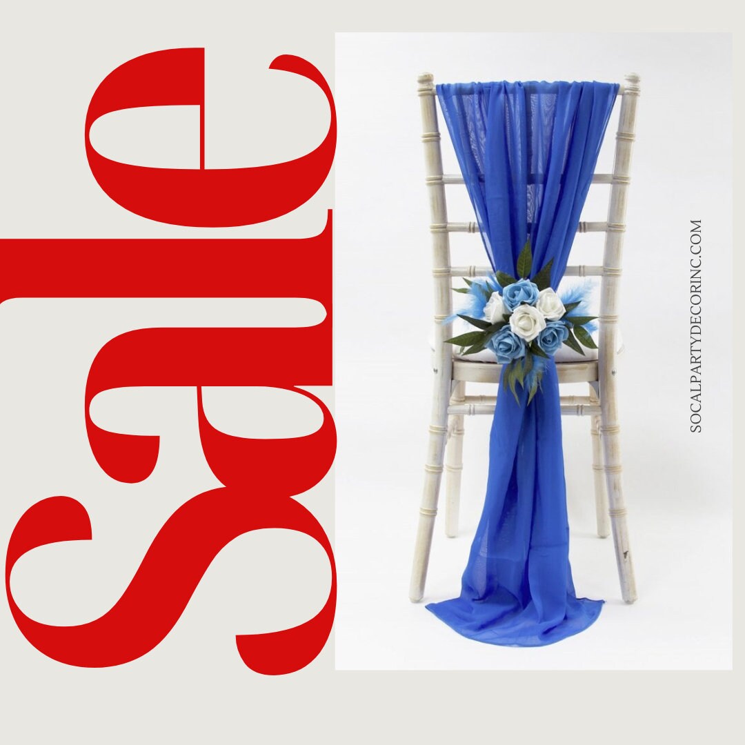 ROYAL - Chiffon Chair Sash Cover Aisle Decorations Draping Fabric for Party Ceremony Reception Floral Arrangement Banquet Outdoor Decor