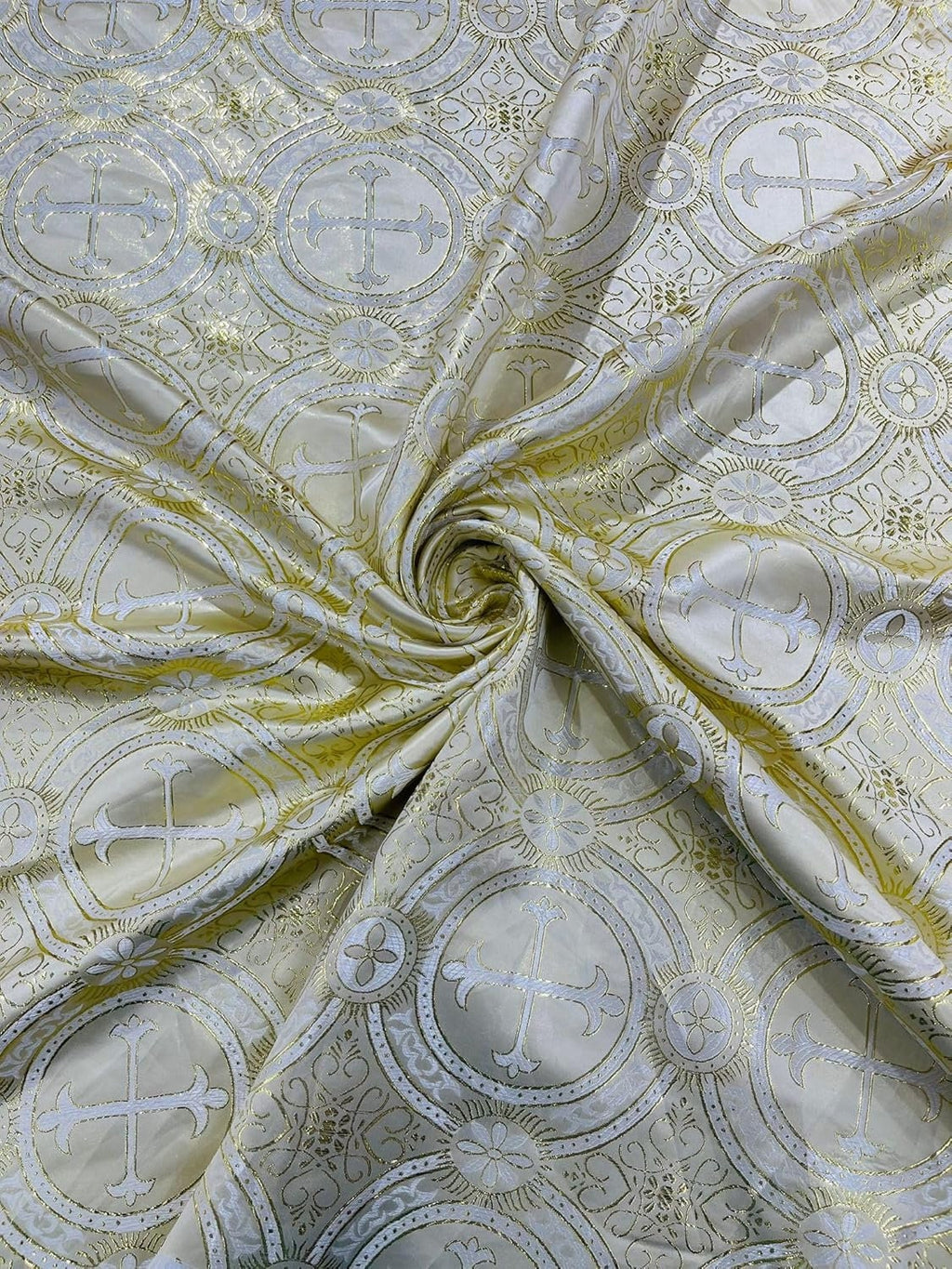 METALLIC CROSS  Brocade Jacquard Satin/Religious Brocade/58 Inches Wide/Liturgical Fabric/Church/Vestment Fabric By Yard. Choose Color Below