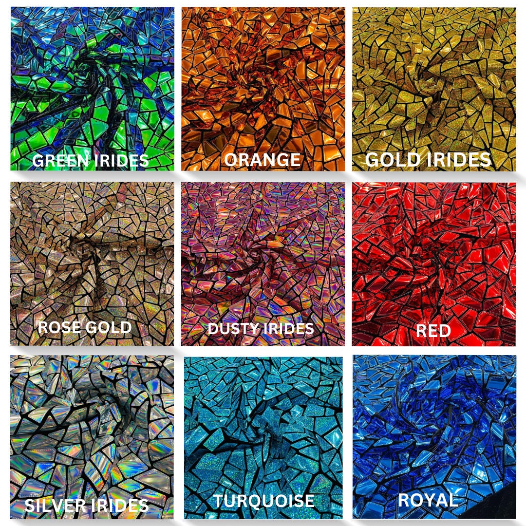 SHINY BROKEN GLASS - Sequin Design/Geometric/On Black Stretch Velvet Fabric Sold by The Yard. Choose Colo Below