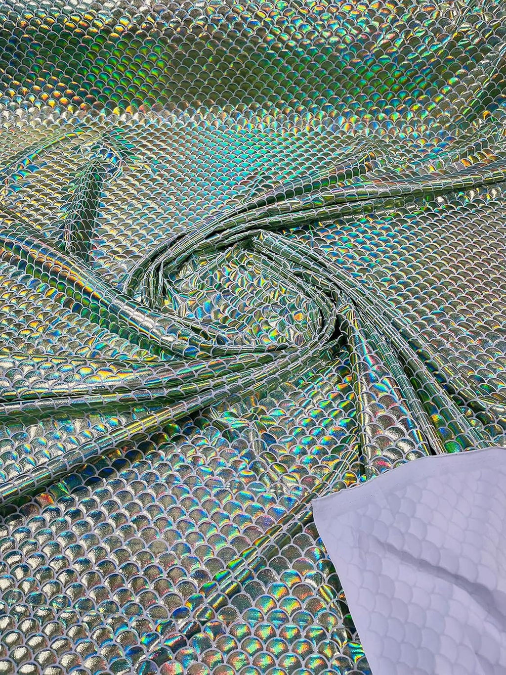 Hologram Mermaid Fish Scales 2 Way Stretch Spandex Fabric by The Yard . Choose Color Below