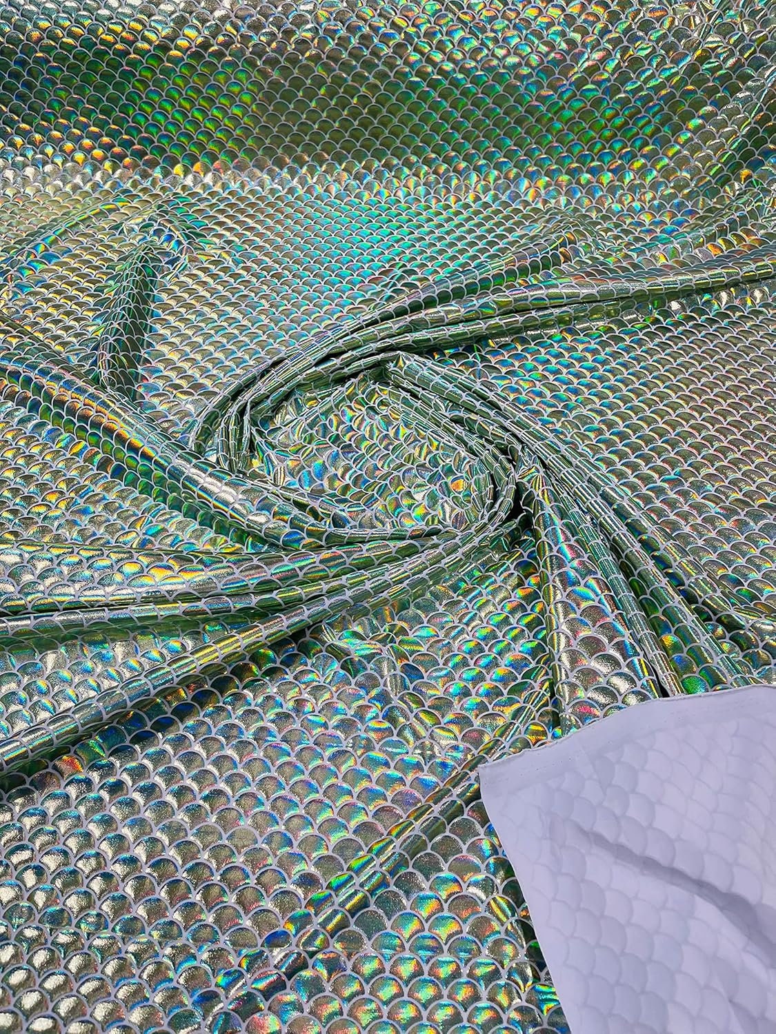 Hologram Mermaid Fish Scales 2 Way Stretch Spandex Fabric by The Yard . Choose Color Below