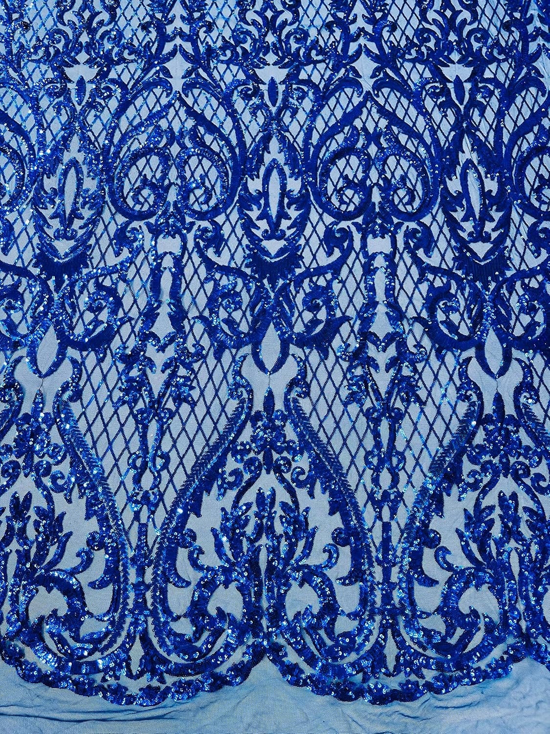 TOP FASHION - Shiny Sequin Design 4 Way Stretch Mesh Fabric. Sold By The Yard. Choose Color Below
