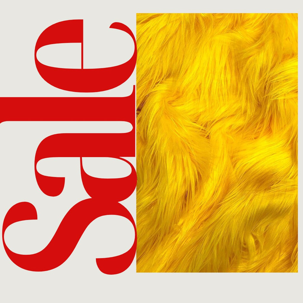 YELLOW - Shaggy Long Pile Faux Fur Fabric By The Yard | Faux Fur | High Quality Ultra Soft Fur Fabric By Yard.