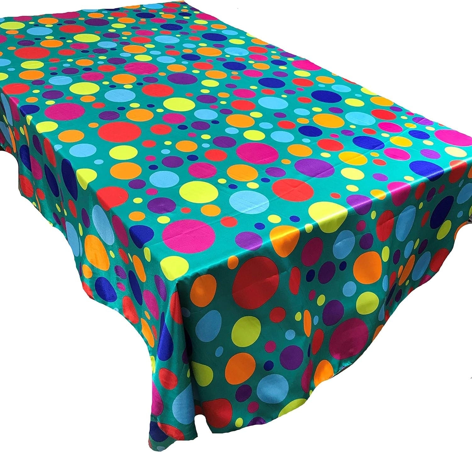 SOCAL PARTY DECOR - Birthday Tablecloth Multi Color Polka Dot Satin Tablecloth  Table Cover Fabric Table Cloth for Dinning, Kitchen, Party