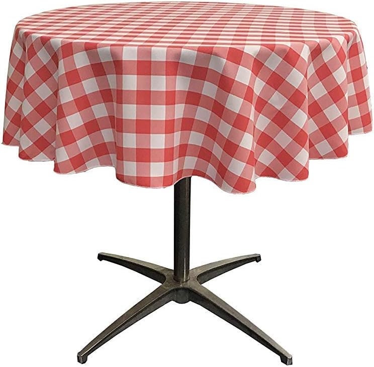 CHECKERED Polyester Poplin Gingham Plaid Round Tablecloth -Table Cover Fabric Table Cloth for Dinning, Kitchen, Party, Holiday. Choose Color