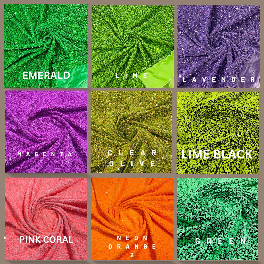 Iridescent Design Stretch Velvet All Over 5mm Shining Sequins 2 Way Stretch, Sold By The yard. Choose Color Below