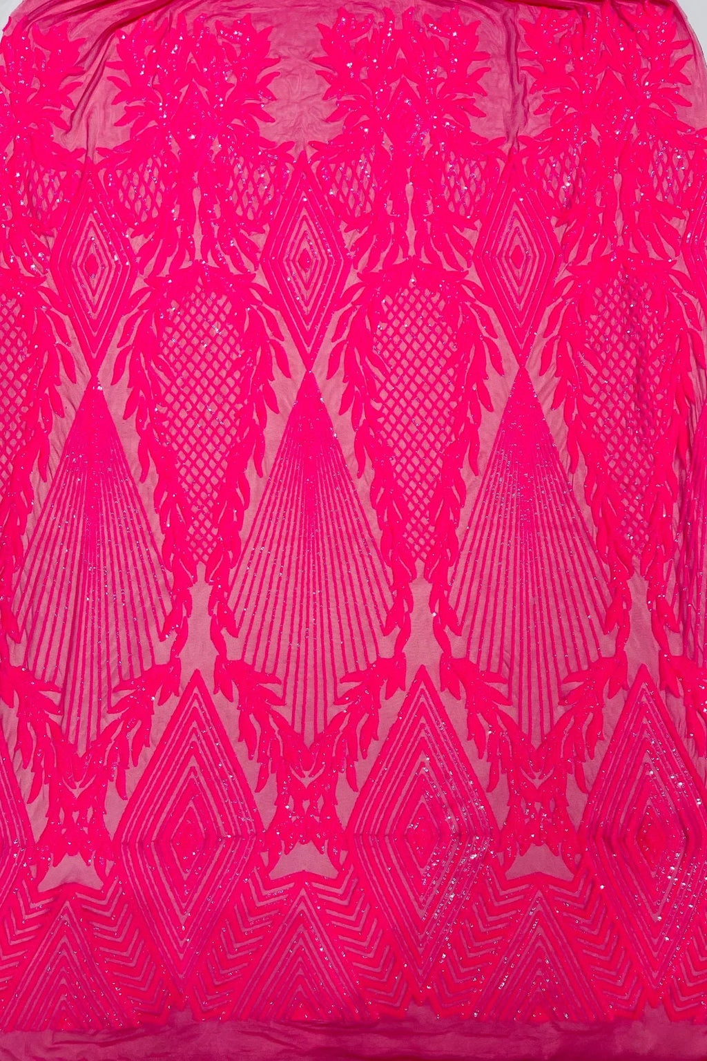 DIAMOND FASHION - Shiny Sequin Design 4 Way Stretch Mesh Fabric. Sold By The Yard. Choose Color Below